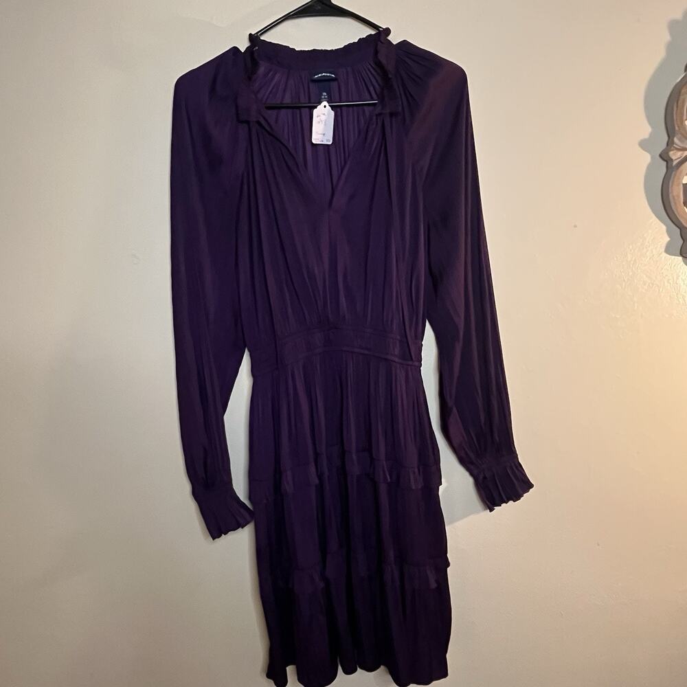SCOOP Women Grape Purple Size XS Layered Ruffles long Sleeve